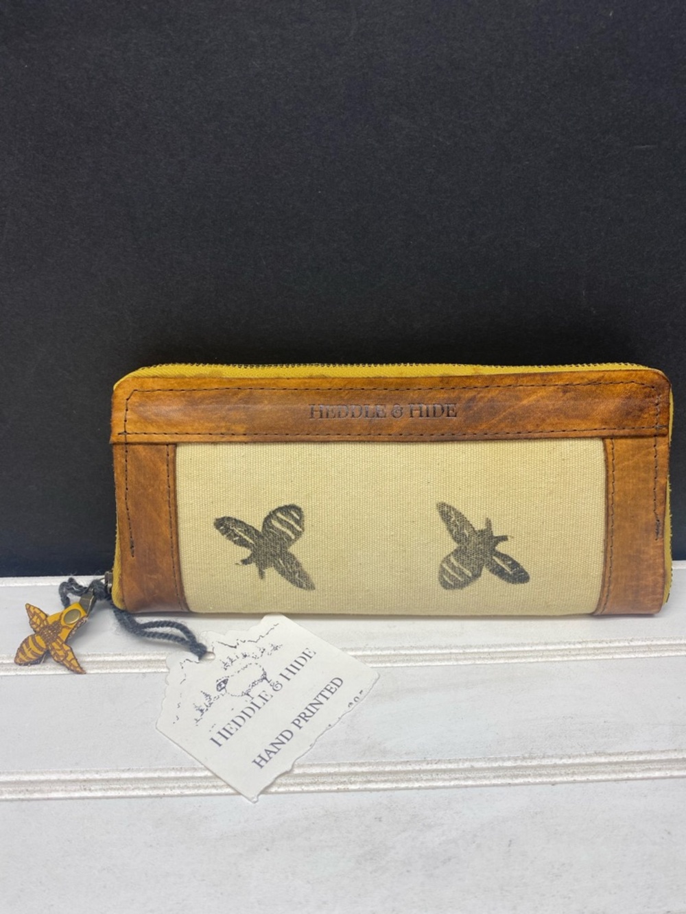 Heddle & Hide Bee Themed Hand-printed Wallet